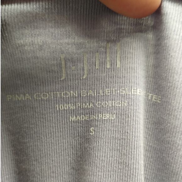 J. Jill Women's Size Small Light Purple Boat Neck Pima Cotton Ballet-Sleeve Tee - Picture 3 of 4